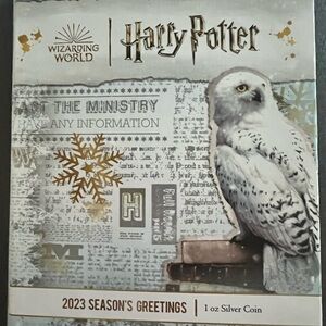 Harry Potter Silver 1 .oz Fine .999  Silver Christmas Ornament / Coin NIB NWT
